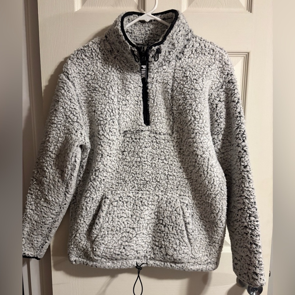 Victorias Secret Pink Half Zip Sherpa Pullover